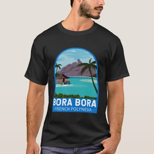 Camiseta Bora Bora Polinésia Francesa Viagem Retro Emblem V (Frente)