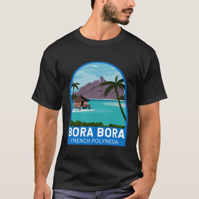 Camiseta Bora Bora Polinésia Francesa Viagem Retro Emblem V (Frente)