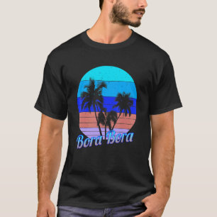 Camiseta Bora Bora Retro Tropical Palm Trees Férias