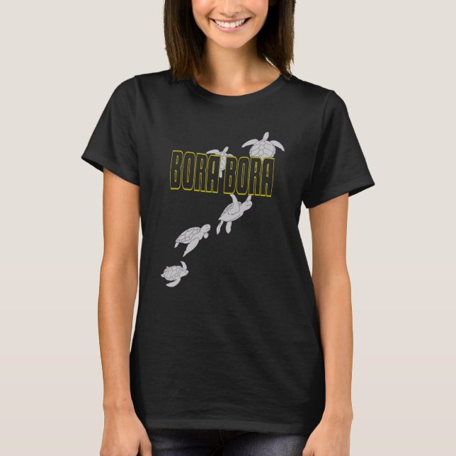 Camiseta Bora Bora Sea Turtles Scuba Diving with Turtles (Frente)