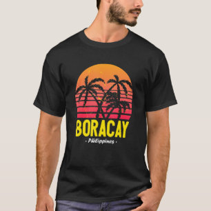 Camiseta Boracay Filipinas Sunset Palm Trees White Beach