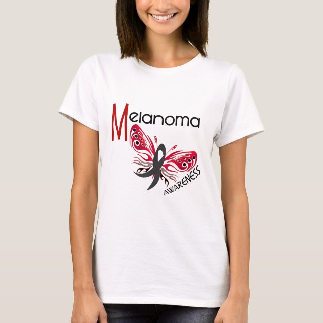 Camiseta BORBOLETA 3,1 da melanoma/cancer de pele (Frente)