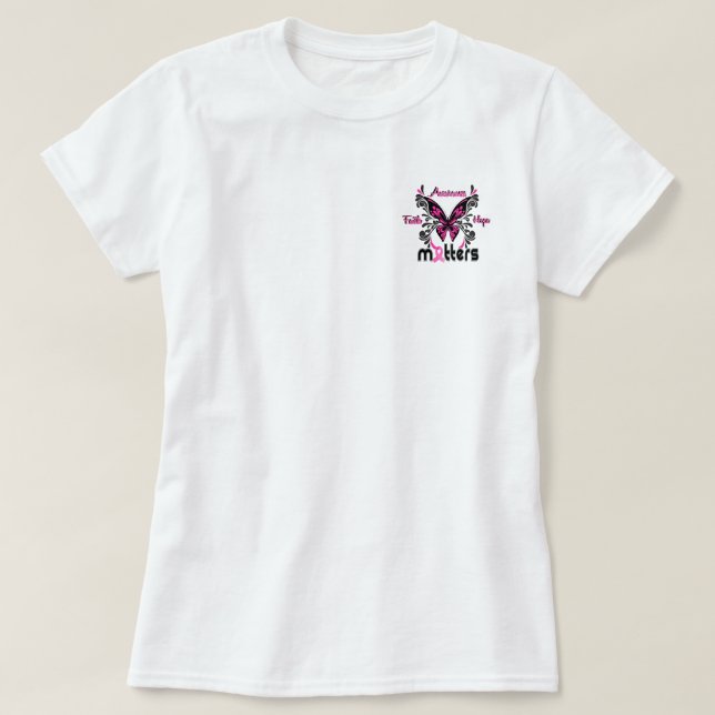 Camiseta Borboleta 7 do cancro da mama (Frente do Design)
