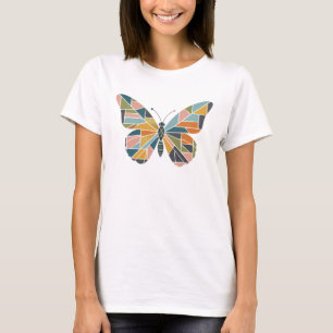 Camiseta Borboleta Abstrata Moderna - Design de Patchwork L