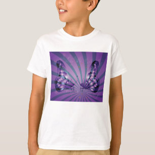 Camiseta Borboleta Abstrata Roxa com Asas Radiantes