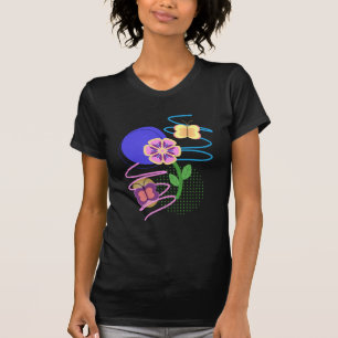 Camiseta Borboleta Abstrato de Pastel e Design de Blob de F