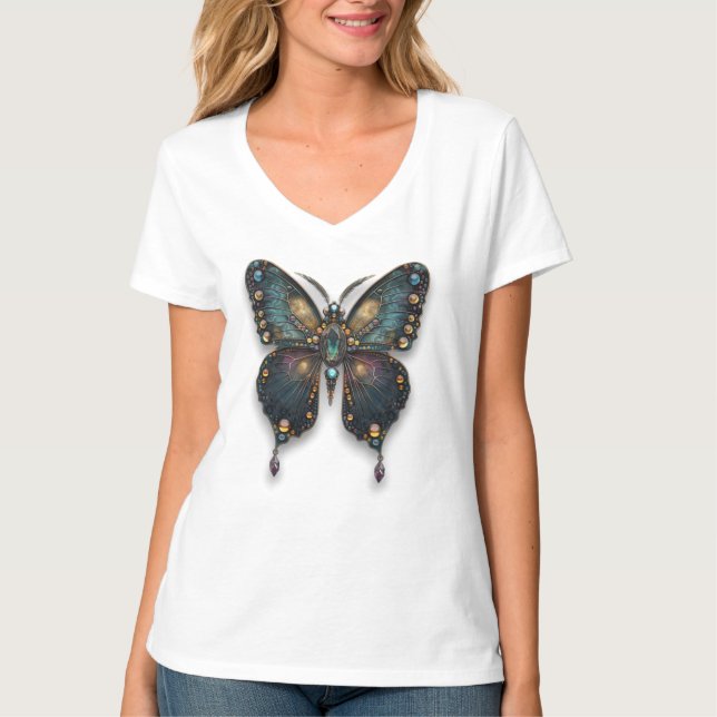 Camiseta Borboleta Adornada Feminina (Frente)