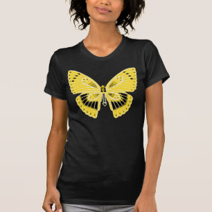 Camiseta Borboleta Amarela Estilo Art Nouveau