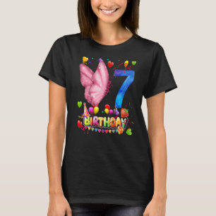 Camiseta Borboleta Aniversário de 7 Anos Crianças 7 Borbole
