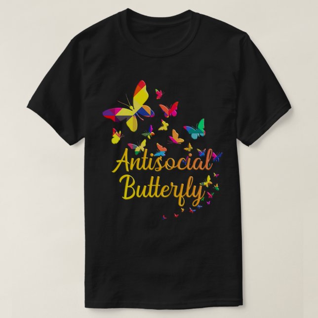 Camiseta Borboleta antissocial antissocial (Frente do Design)