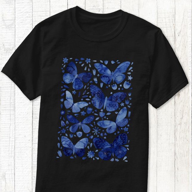 Camiseta Borboleta Aquarela Azul (Blue butterfly t-shirt)