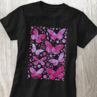 Borboleta Aquarela Magenta Rosa T-Shirt