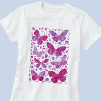Borboleta Aquarela Magenta Rosa T-Shirt