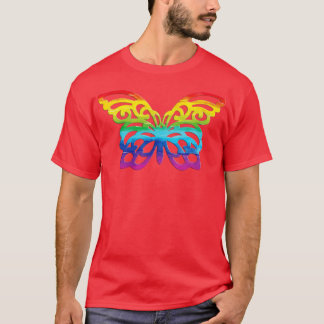 Camiseta borboleta arco-íris