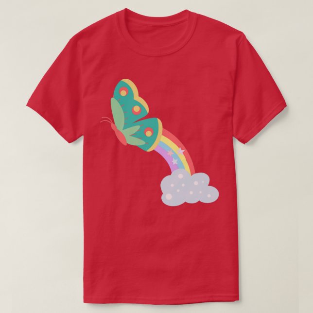 Camiseta Borboleta Arco-Íris Mágica (Frente do Design)