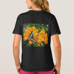 Camiseta Borboleta azul com T-Shirt Rhododendron tropical