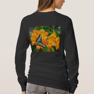 Camiseta Borboleta azul com T-Shirt Rhododendron tropical