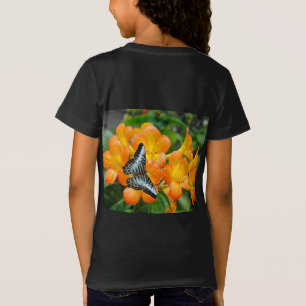 Camiseta Borboleta azul com T-Shirt Rhododendron tropical