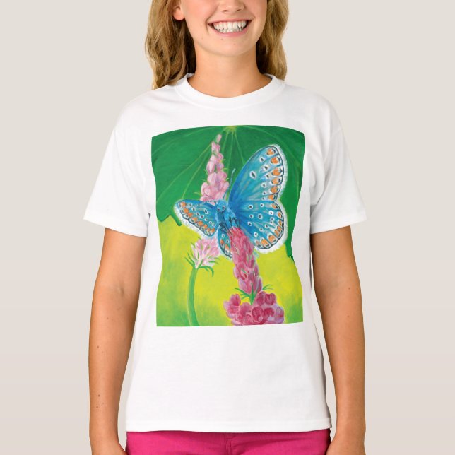 Camiseta Borboleta azul-da-Chapmans (Terços de Polyommatus) (Frente)