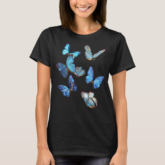 Camiseta Borboleta Azul Morpho Enxames Lepidoptera Entomolo (Frente)