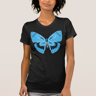 Camiseta Borboleta Azul Turquesa Estilo Art Nouveau
