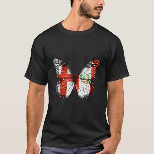 Camiseta Borboleta Bandeira Peruana Inglesa (Frente)