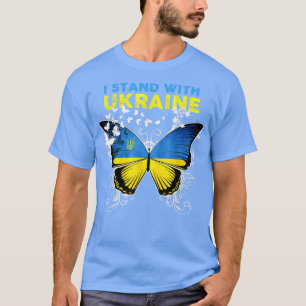 Camiseta Borboleta Bandeira Ucraniana I Fica Com Ucrânia Uk