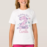 Camiseta Borboleta Birthday Girl Second<br><div class="desc">Comemore o aniversário com esta camiseta especial,  design personalizada</div>