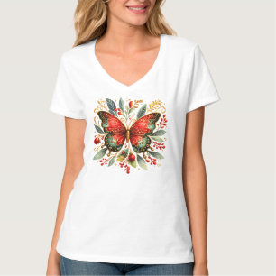 Camiseta Borboleta Botânica Elegante Natureza Floral de L