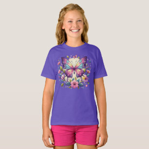Camiseta Borboleta branca e colorida