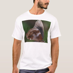 Camiseta Borboleta branca e marrom na flor vermelha