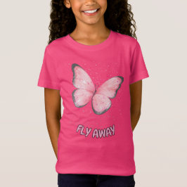 Camiseta borboleta brilho rosa