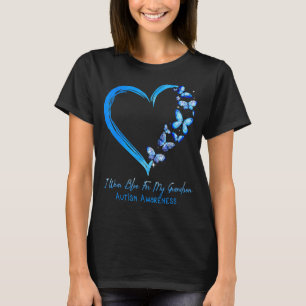 Camiseta Borboleta Cardíaca Eu Visto Azul Para Meu Avô Auti