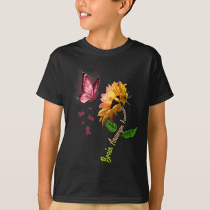 Camiseta Borboleta Cérebro de Girassol Aneurisma Sensibiliz