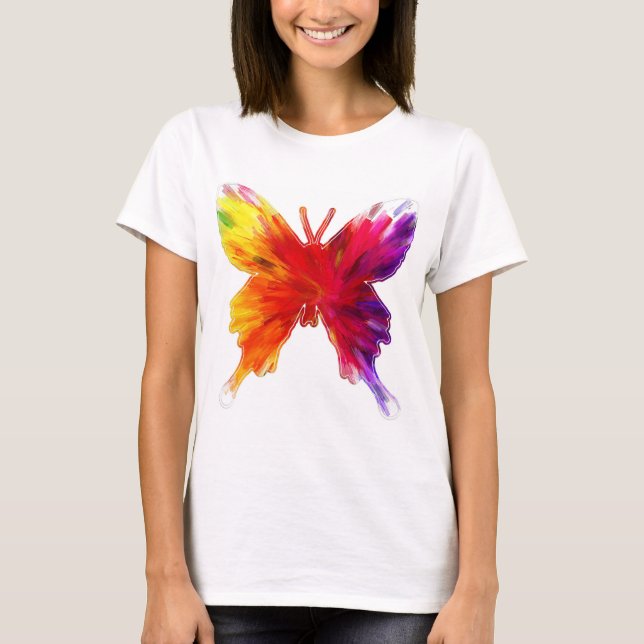 Camiseta Borboleta Colorida e Padronizada Fofa (Frente)