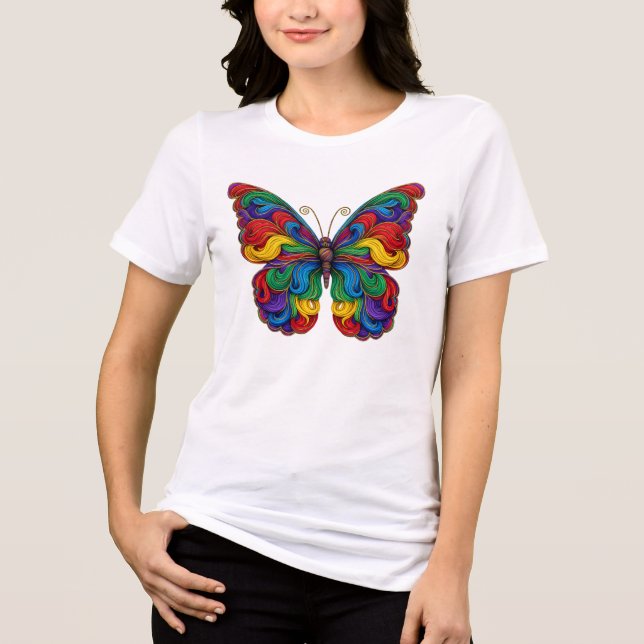 Camiseta Borboleta Colorida em Quilling (Frente)