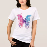 Camiseta Borboleta com Aquarela Rosa e Azul – Pa S