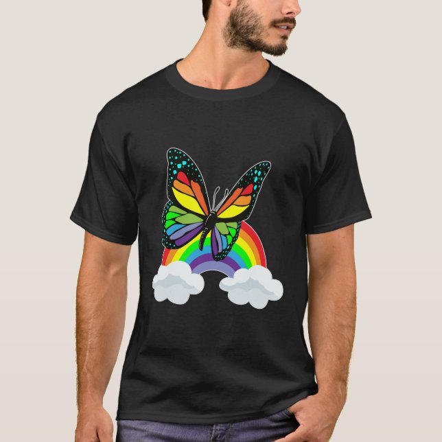 Camiseta Borboleta com arco-íris (Frente)