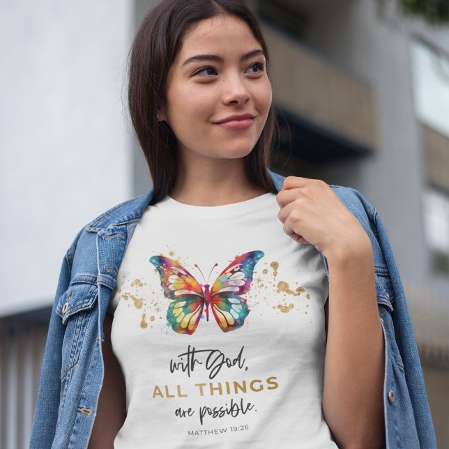 Camiseta Borboleta Com Deus Tudo É Possível (Criador carregado)