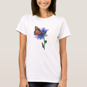 Camiseta Borboleta com flor azul