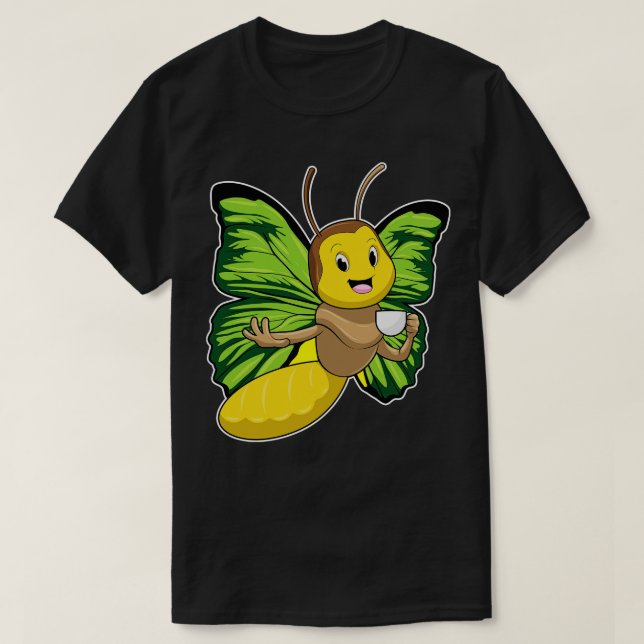 Camiseta Borboleta com Taça de Café (Frente do Design)