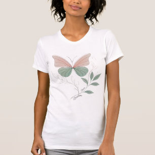 Camiseta borboleta  Cotação Liberdade   Verde e Pr