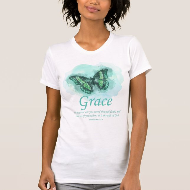 Camiseta Borboleta Cristã Verse: Grace (Frente)