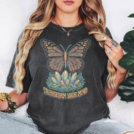 Camiseta Borboleta Cristal Boho "Transforme Sua Mente"