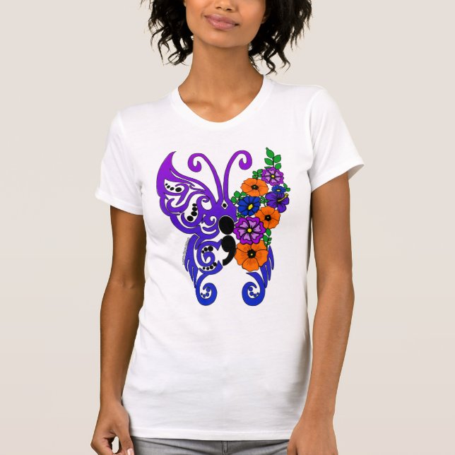 Camiseta Borboleta... CRPS, Bipolar, Fibro, OA... Becky (Frente)