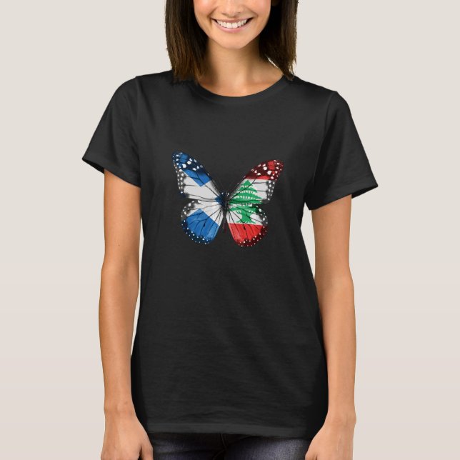 Camiseta Borboleta da Bandeira Libanesa Escocesa (Frente)