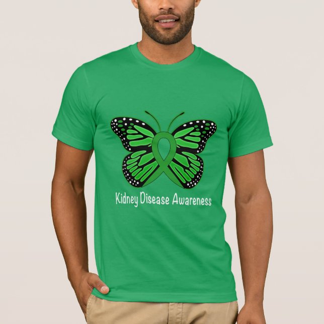 Camiseta Borboleta da consciência da doença renal da (Frente)