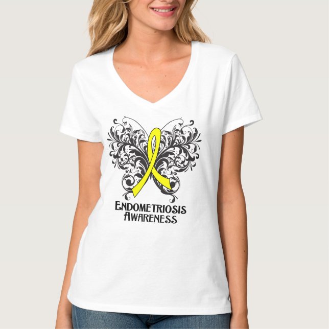 Camiseta Borboleta da consciência da endometriose (Frente)