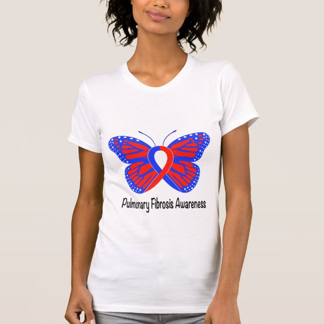 Camiseta Borboleta da consciência da fibrose pulmonaa (Frente)