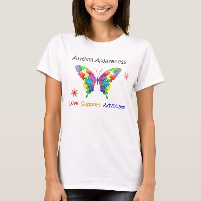 Camiseta Borboleta da consciência do autismo (Frente)